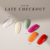 Set of colorful Luxio gel swatches labeled with names on a neutral background