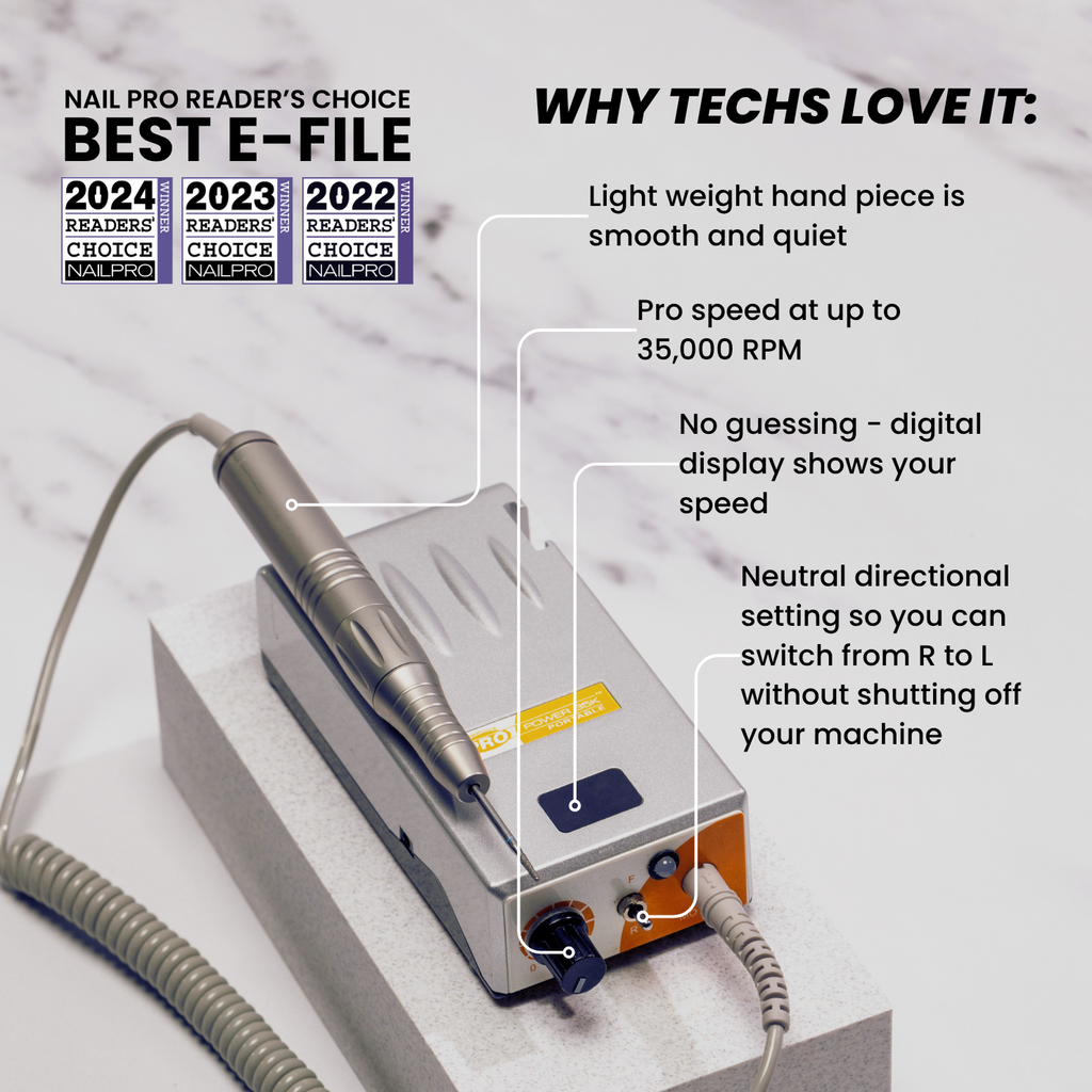 Nail pro reader's choice best e-file with features highlighted on a gray background